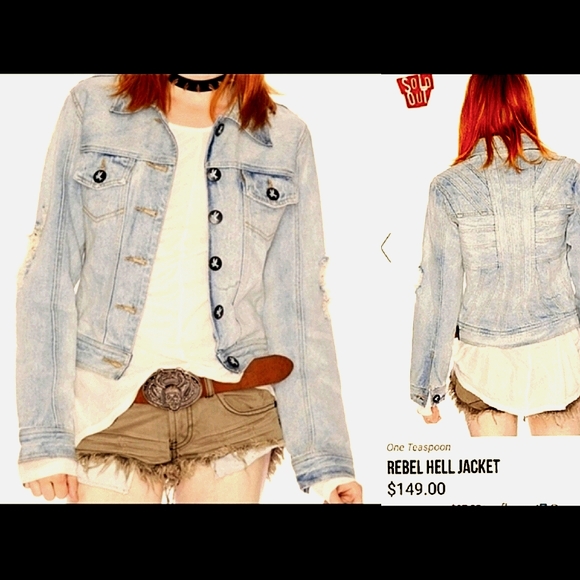 OneTeaspoon 'Rebel Hell' Distressed Denim Jacket Sz4 - Picture 2 of 16
